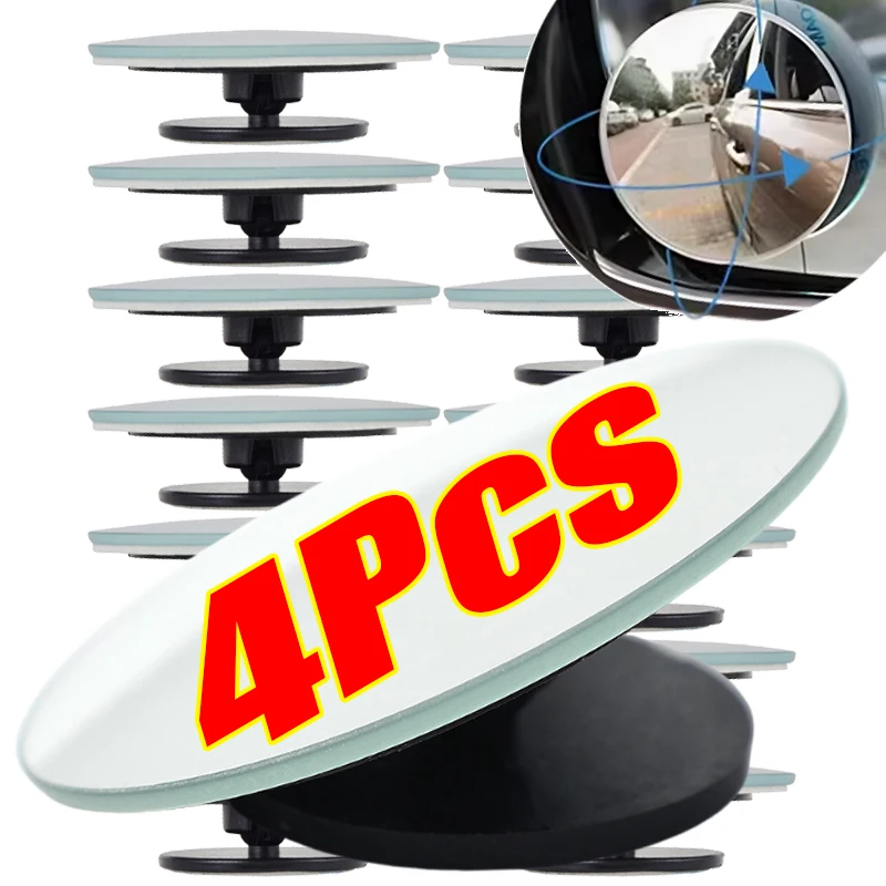 

1-4pcs HD Frameless Car Rearview Mirror Set Small Round Auxiliary Rear 360° Adjustable View Mirror Wide Angle Blind Spot Mirrors