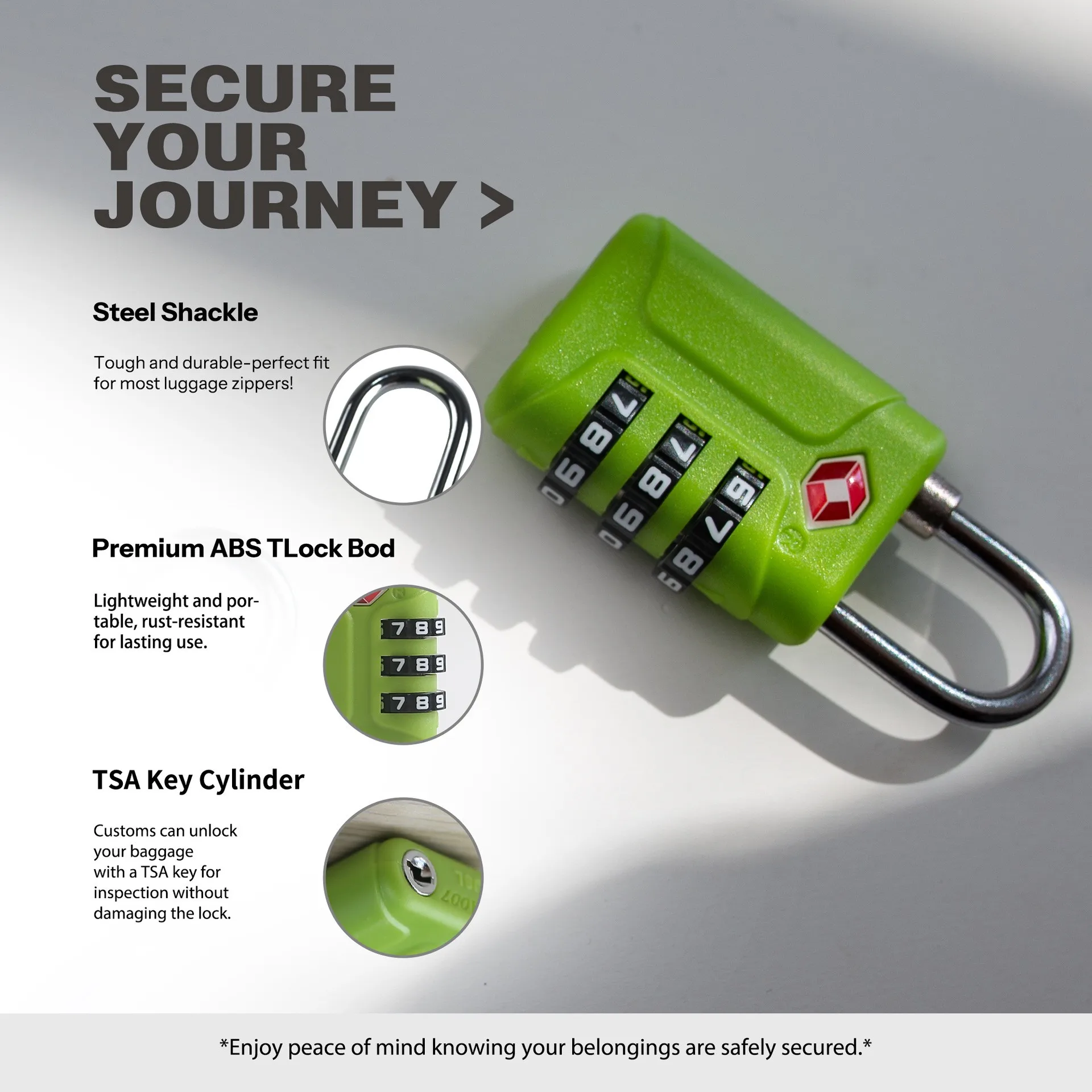 Tsa 3 Digit Combination Lock New Anti-Theft Security Tool Customs Password Lock Padlock Suitcase Luggage Coded Lock Travel image 6