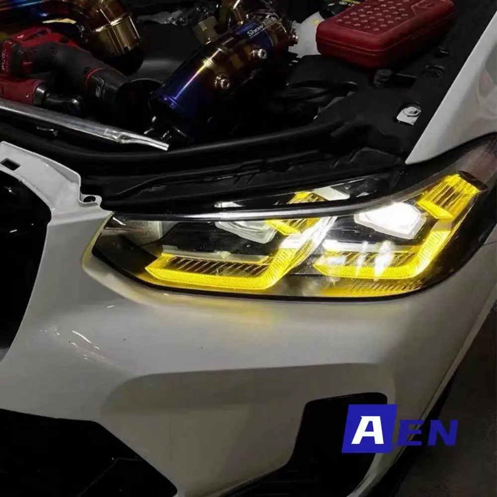 CSL żółte Angel Eye DRL deski LED do 2022 2023 BMW X3 X3M G01 X4 X4M G02 F97 LCI niebieskie czerwone światło do jazdy dziennej