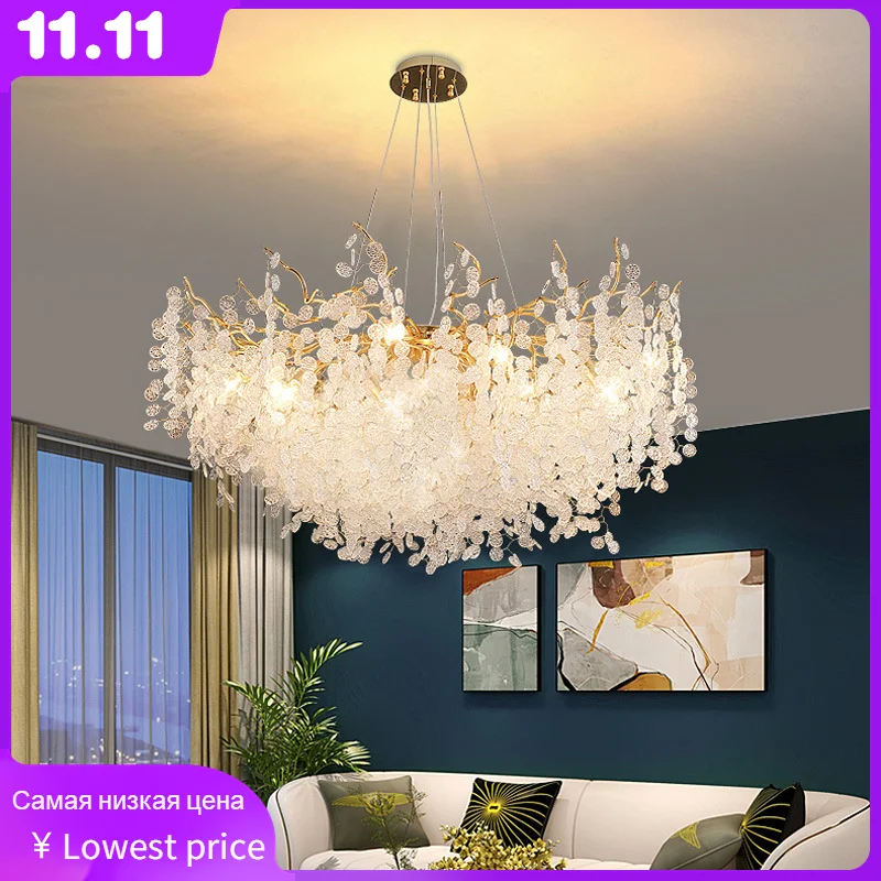 Romantic Style Crystal Chandelier Branch Chandelier Suitable For Living Room/Restaurant/Hotel/Villa Home Crystal Pendant Lamp