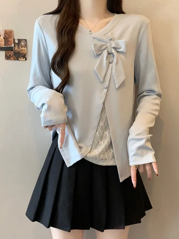 

Faionable Lace Splice Long Sve Top Women's plus Size Spring Season Ele Sle Slimming Bot irt Casual Wear