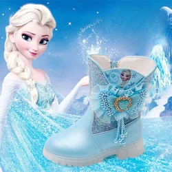 Disney girls cartoon boot princess Fashion long boots plus velvet children's shoes