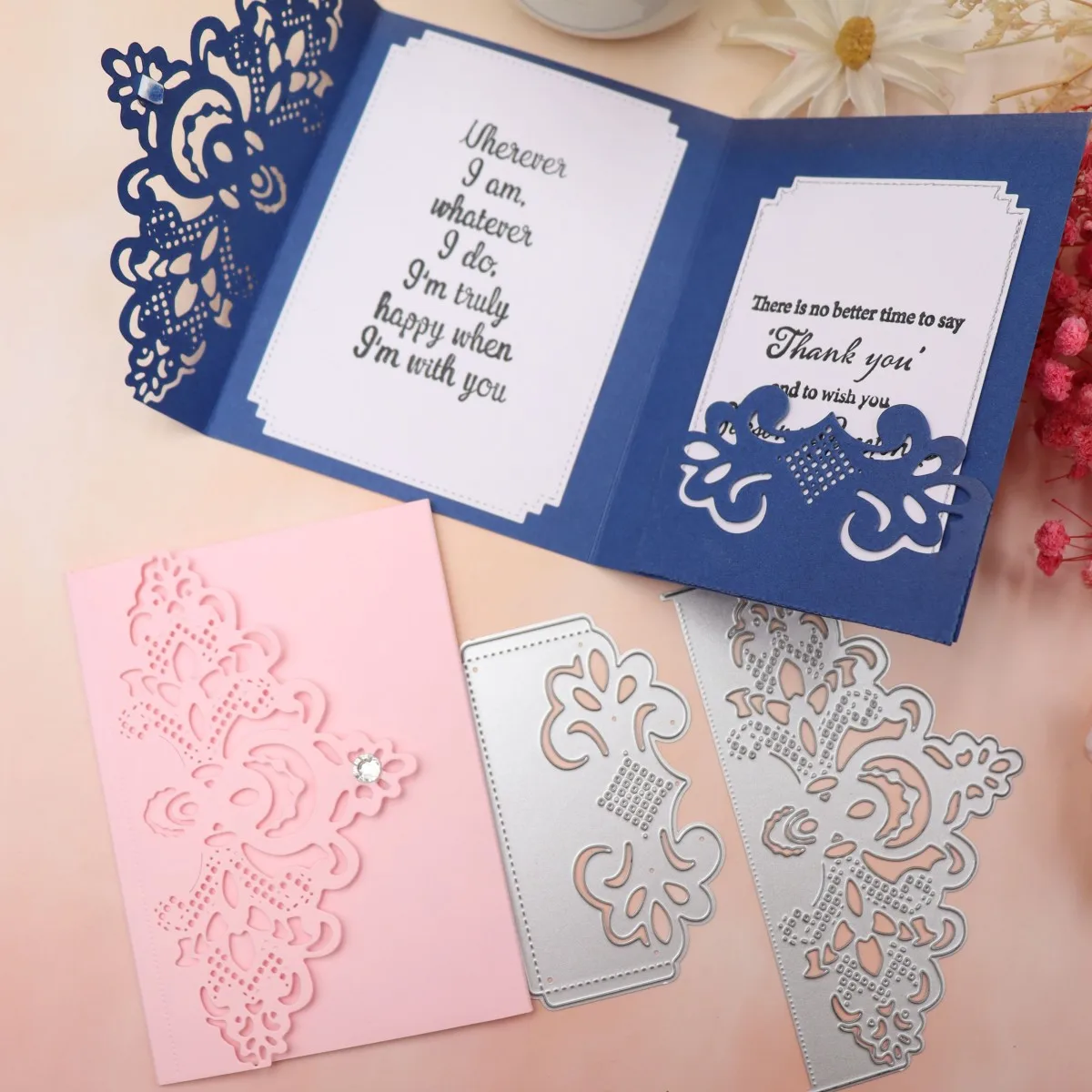 Lace Hollow Pattern Scrapbook Embossing Greeting Card Metal Knife Mold Manual Punch Stencil Handicraft Cutting Die 2024