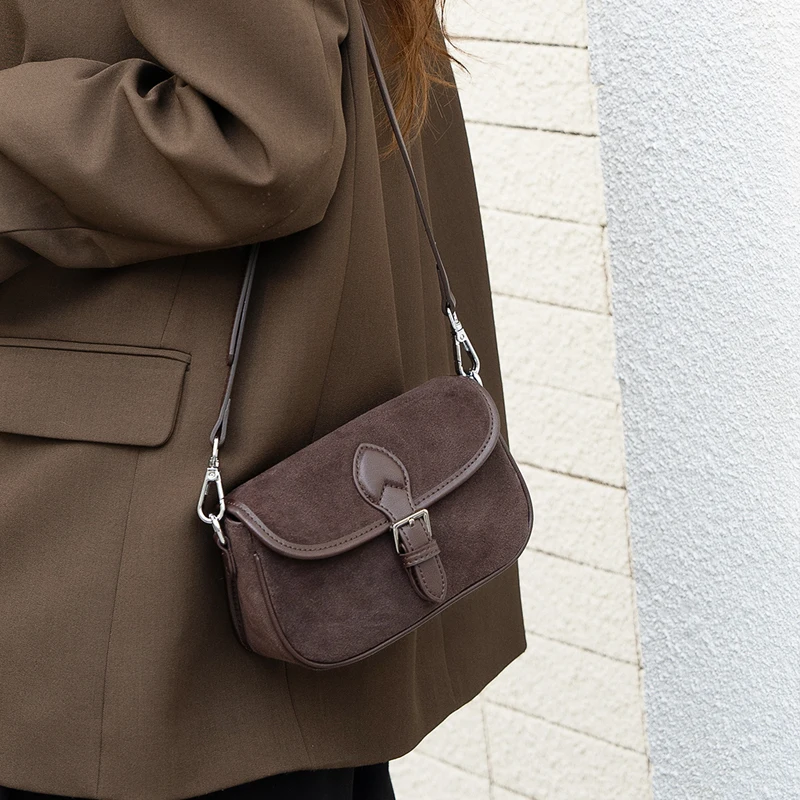 Tas Mini Kulit Suede Alami Wan - Half Moon Bag Suede ulasan dan harga