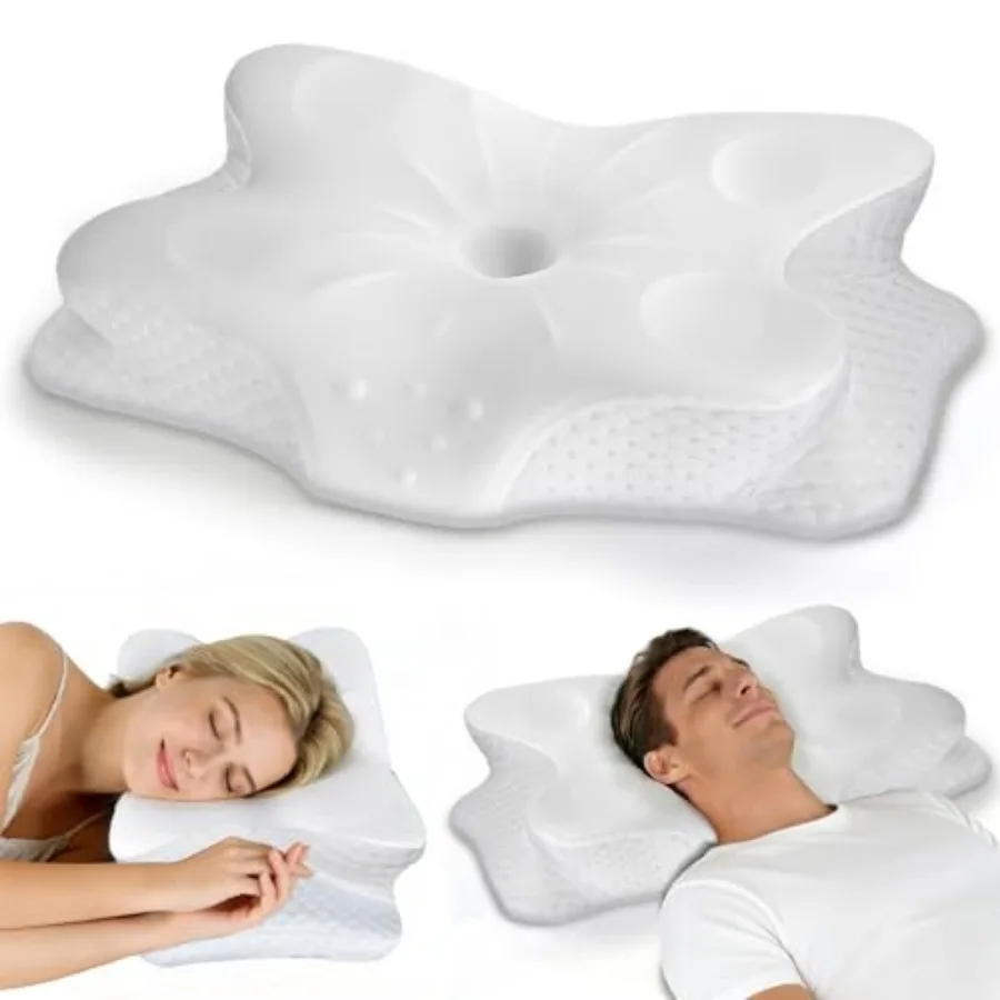 

Cervical Neck Pillows for Sleeping and Pain Relief-Ergonomic Contour Memory Foam Pillow for Side/Back/Stomach Sleepers, 2 Heigh