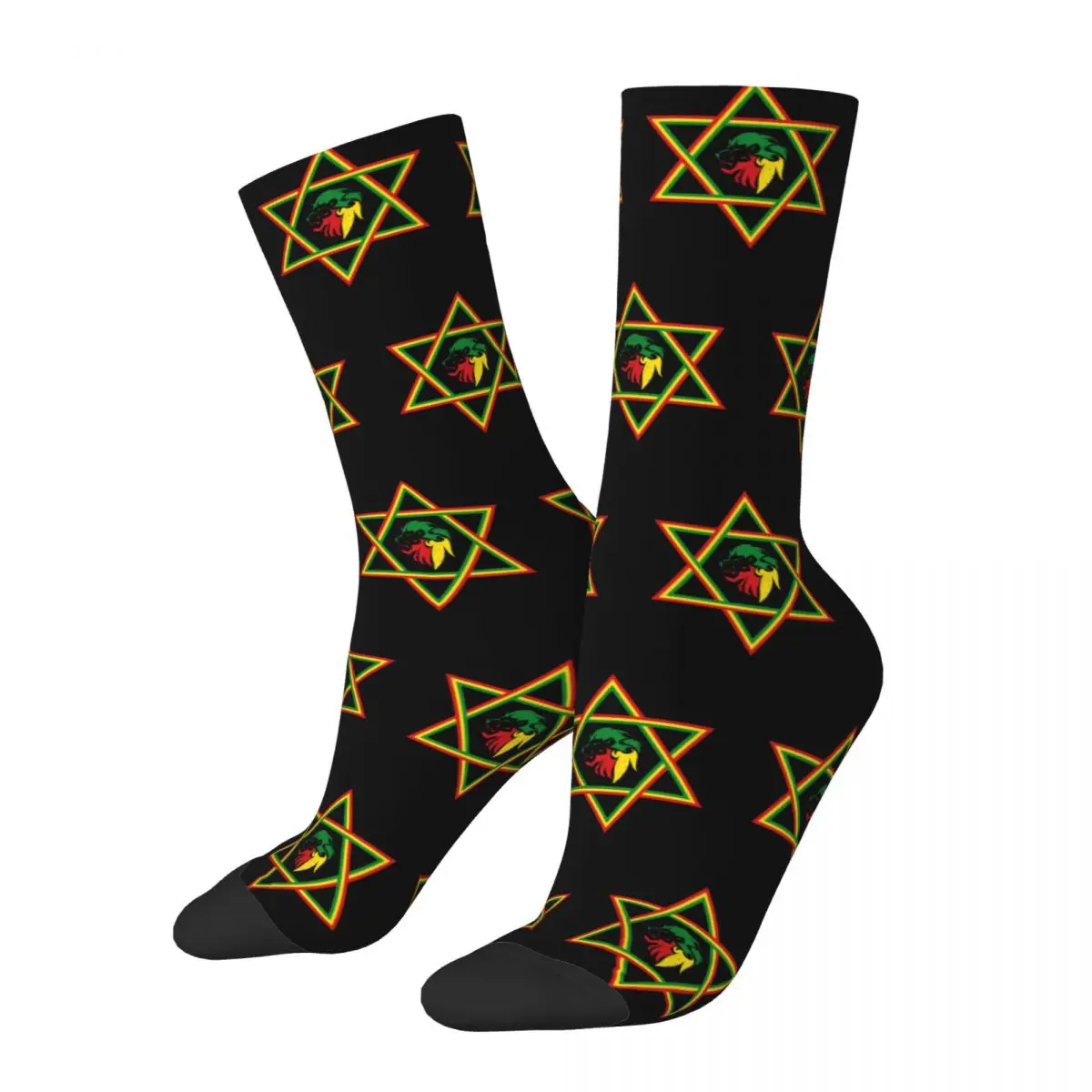 Men's compression Socks Judah Star Of David Vintage Harajuku Rasta Flag Lion Street Style Novelty Pattern Crew Crazy Sock Gift