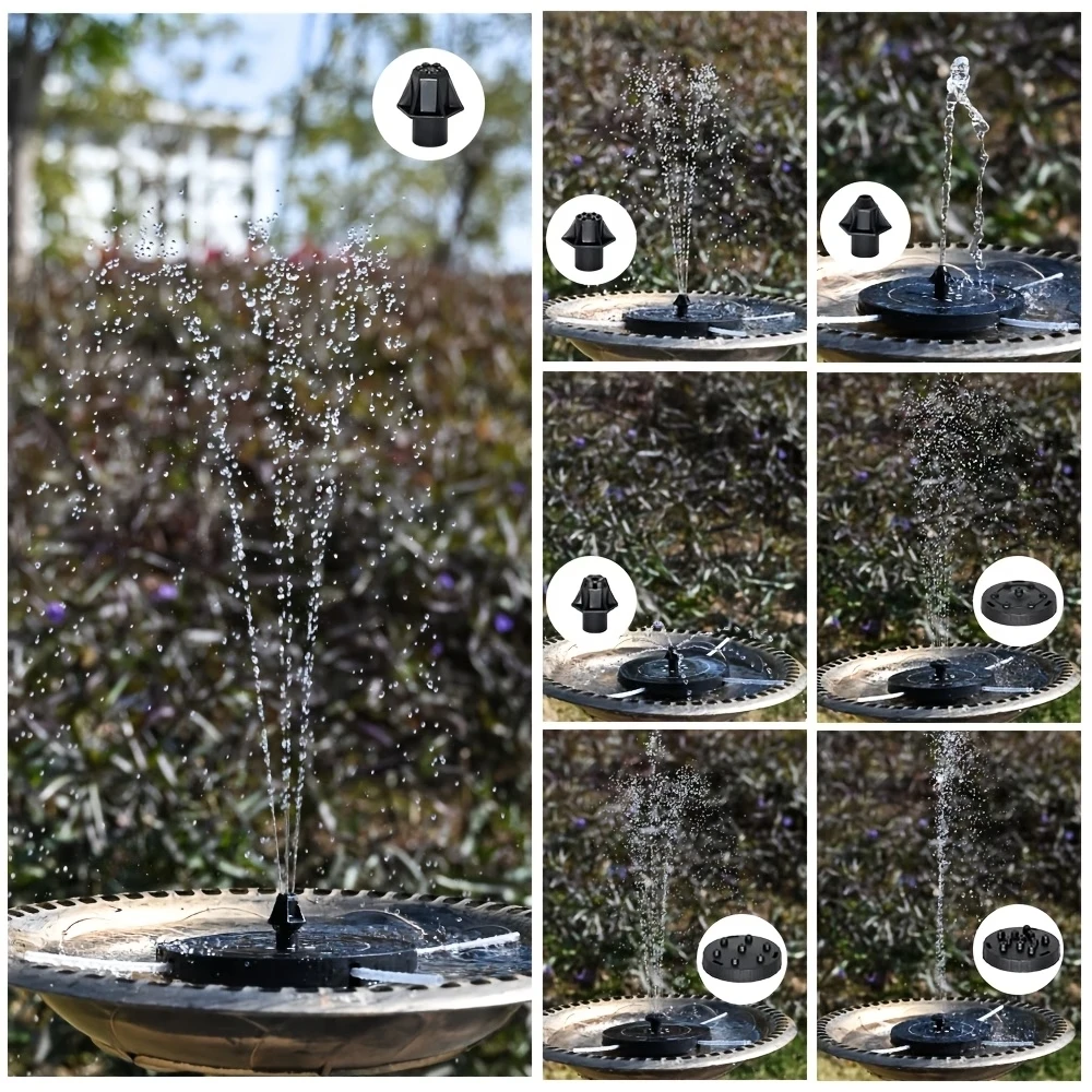 3.5W Solar-Powered Water Fountain with Colorful  LED Lights and 6 Nozzles, DIY Garden Landscape, Solar Bird Bath Fountain view 6