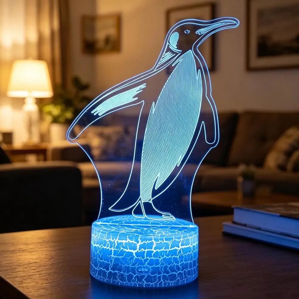 3dナイトライト-ペンギン-3dイリュージョンランプ-ledアクリルナイトライト-16色変更モード-リモコンタッチコントロール-usb-キッズ向け