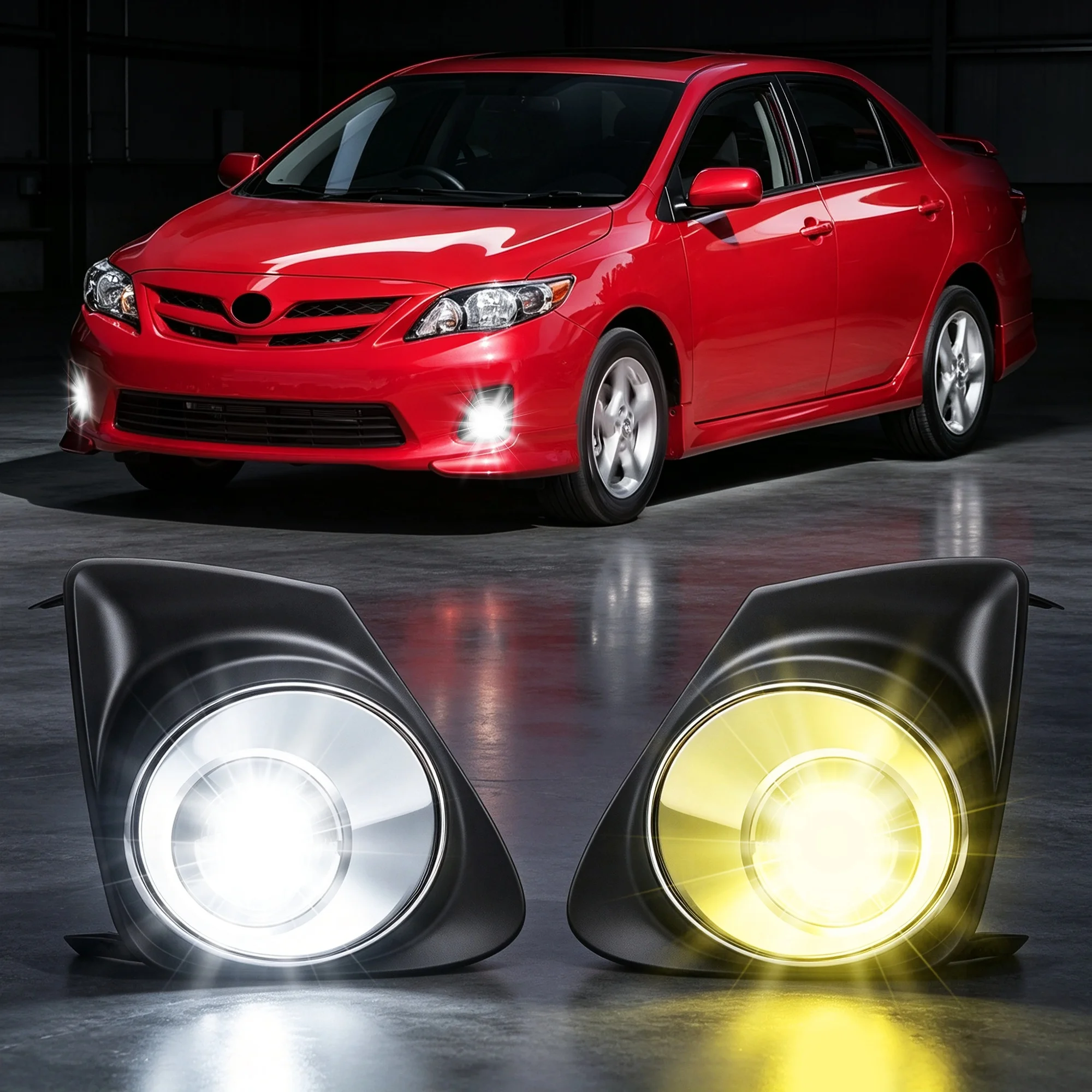 Laser Fog Lights Compatible with Toyota Corolla 2011 2012 2013 High & Low Beam DRL Lights Front Bumper Driving Fog Lamp Assembly