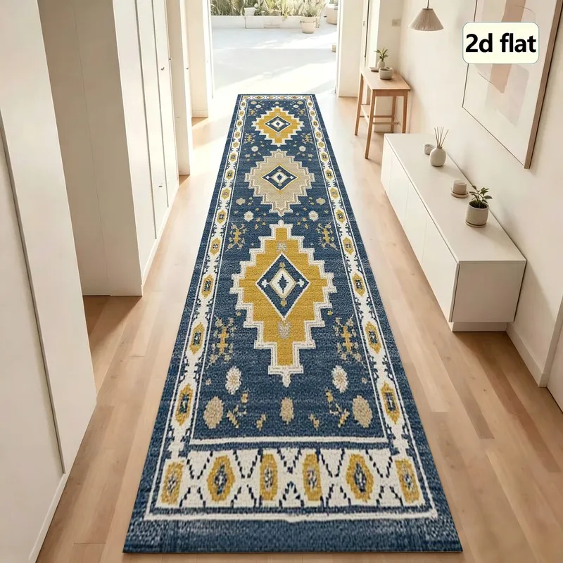 1 Piece vintage Geometric Woven Runner Rug, Soft and Comfortable, Suitable for All Seasons, lightweight and Easy to Maintain, Ideal for Hallway, Entryway, Living Room and Bedroom Decor, Perfect for Autumn and Winter Home Styling