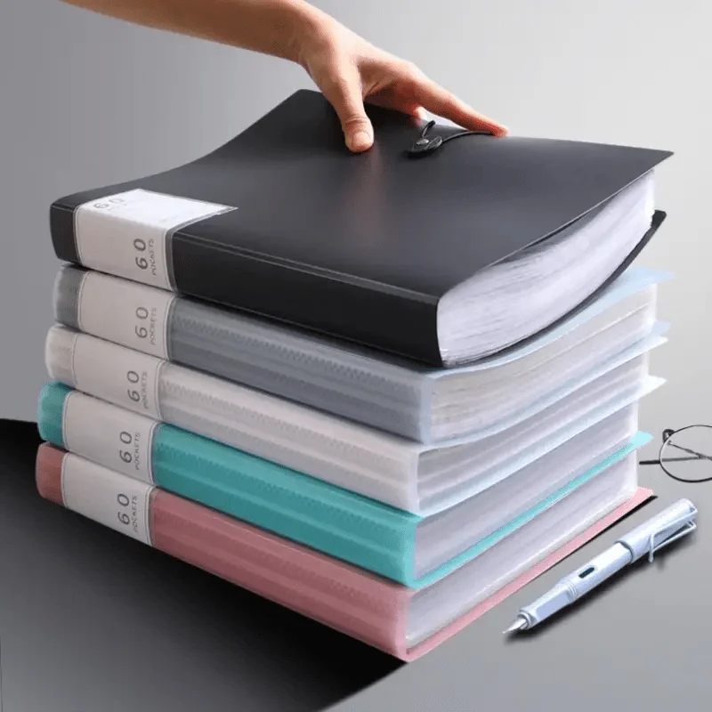 Durable 60-Pocket A4 Folder File Bag, High Transparency & Waterproof, Ideal for Exam Papers & A4 Size Documents,Perfect for Home