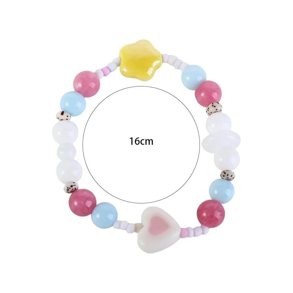 Candy Color Cute Bracelet Star Love Heart Bead Hand Rings Flower Color Bead Sweet Bracelet Women Jewelry Accessories