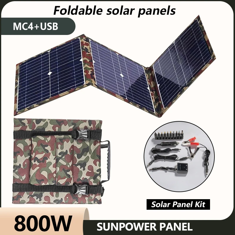 

800W Solar Panel Kit Complete Camping Foldable Solar Power Station MPPT Portable Generator Charger 18V for Car Boat Caravan Camp