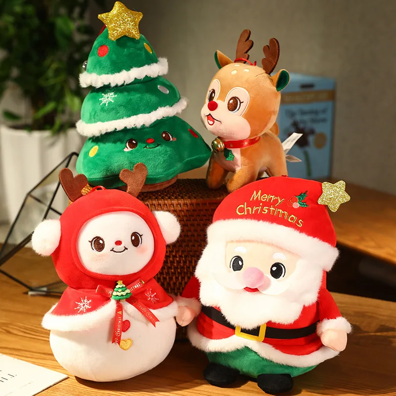 Juguete de peluche de la serie navideña 5 en 1, árbol kawaii, Rudolph, snownman en una manzana, muñeca linda, decoración del hogar, regalos encantadores para niños