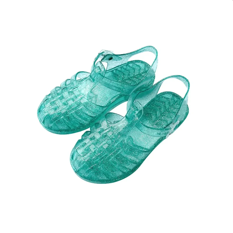Girls Outdoor Breathable Solid Color Fashion Trend Children Transparent Sandals Kids Buckle Non Slip Waterproof Hollow Out