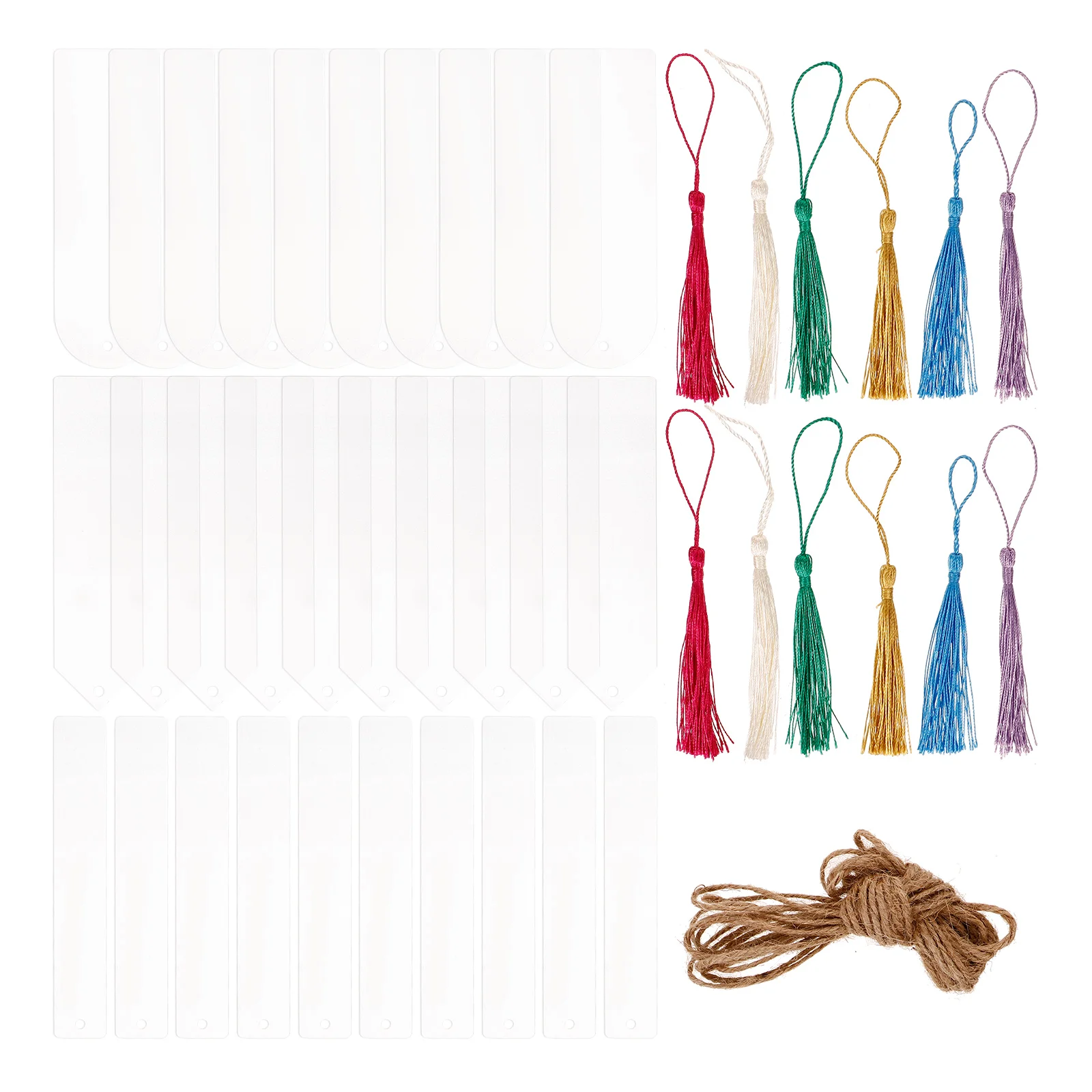 

30 Sets Transparent Bookmark Bookmarks Bulk with Tassels Blank to Decorate Kit Fine Arcylic