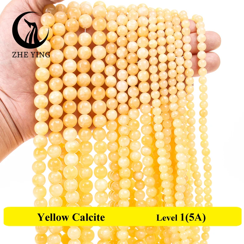 Natural Yellow Calcite Stone Beads Round Loose Beads  6 8 10mm Pick Size For Jewelry Making DIY Charm Bracelets High Quality 15\