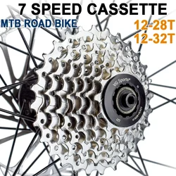 1PCS Mountain Road Bicycle 7 Speed Cassette 7S Flywheel Sprocket 12-28T/12-32T Freewheel Cassette Flywheel Parts