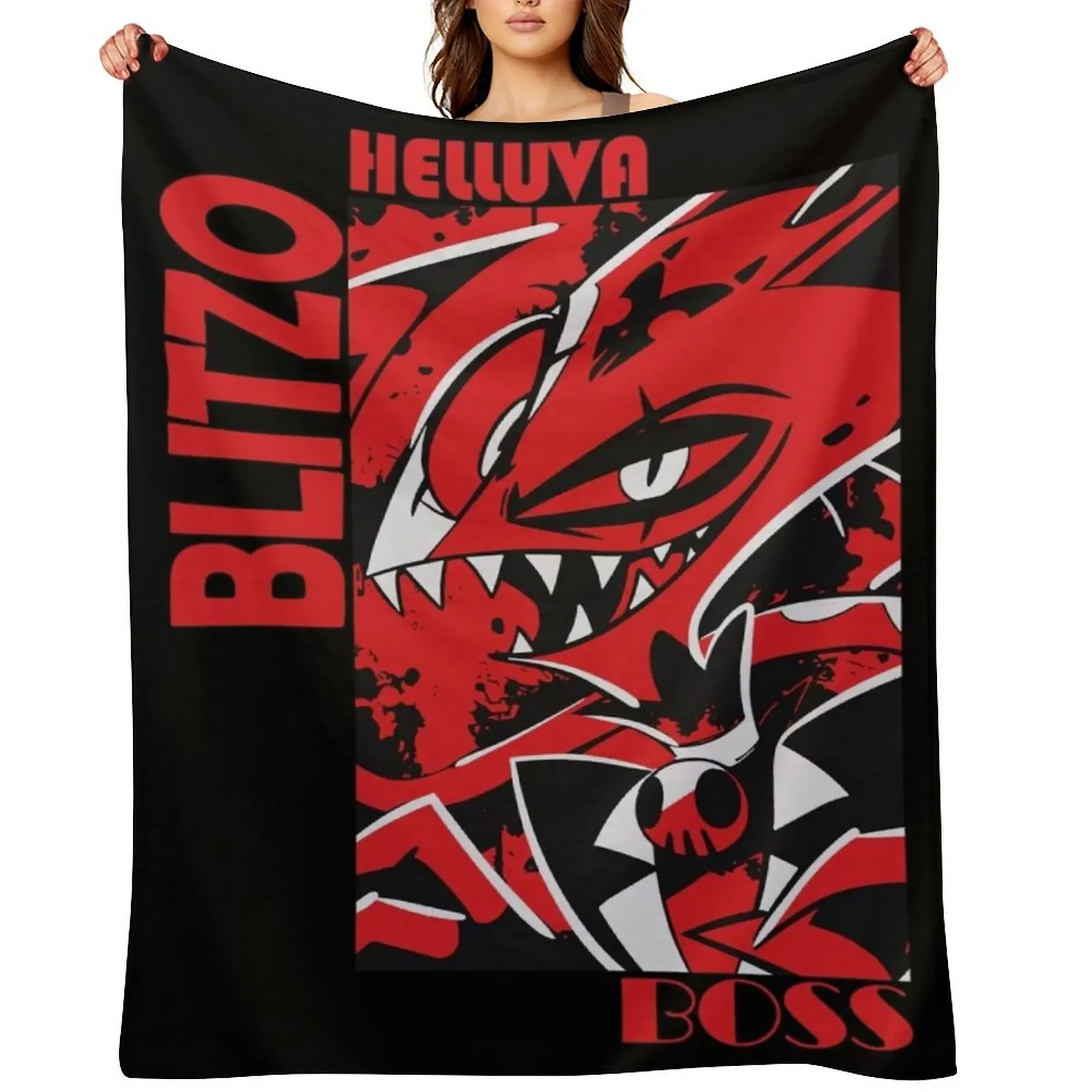 

Helluva Boss Blitzo Throw Blanket Sofas Soft Plush Plaid Extra Large Throw Cute Plaid Blankets