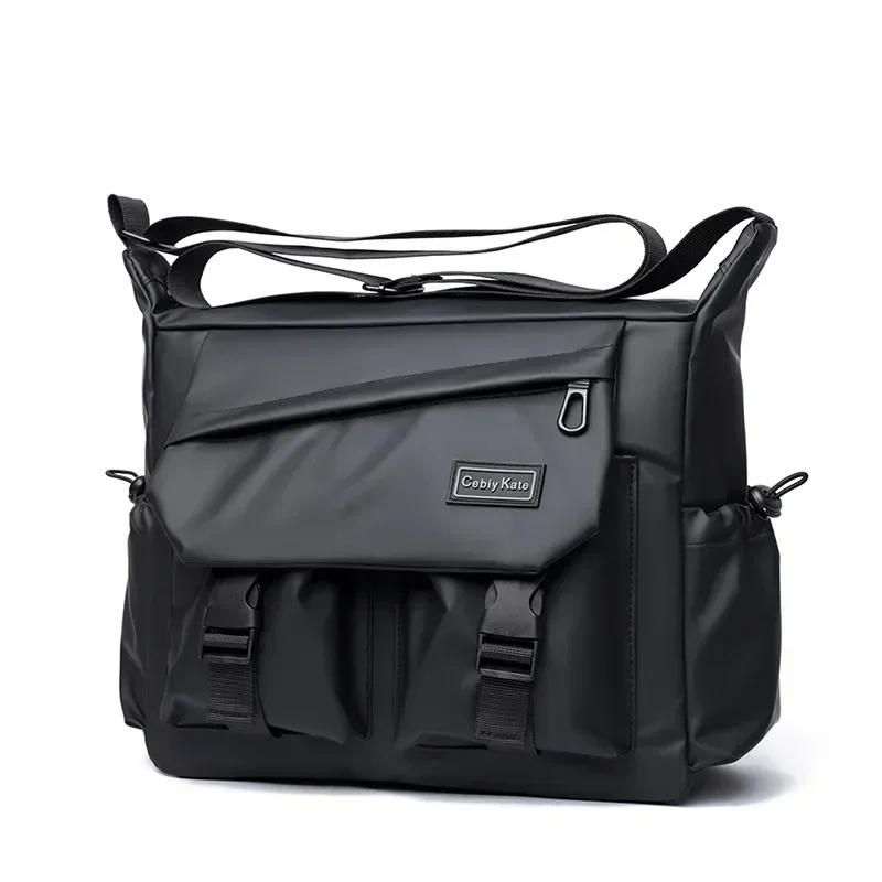 

Men Shoulder Bag Solid Waterproof Firm Snap Multi-Pocket Casual Crossbody Bags for Unisex Flap Large Capacity WT170
