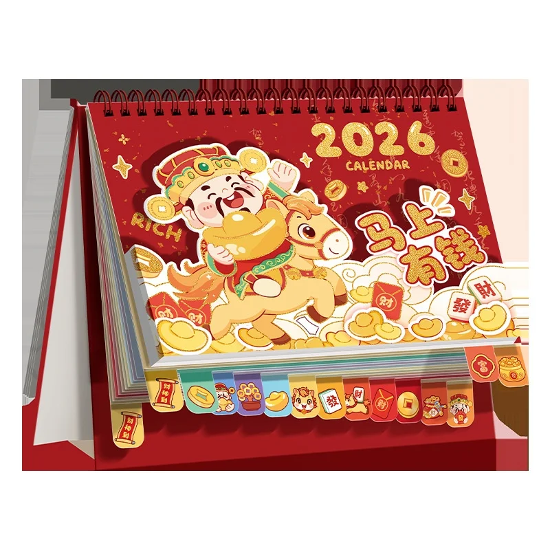 

2026 Desk Calendar Multifunctional 3D Rotating Desktop Cartoon Horse Year Planner Tracker For Kids Women Office Table Decor Gift