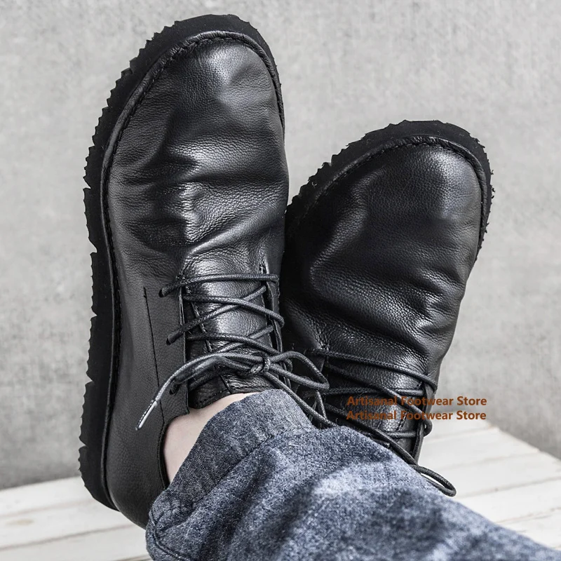 

Cowhide Soft Soled Men's Shoes Genuine Leather Lace-Up Soft Leather Casual Flats Breathable Business Casual Leather Shoes New In
