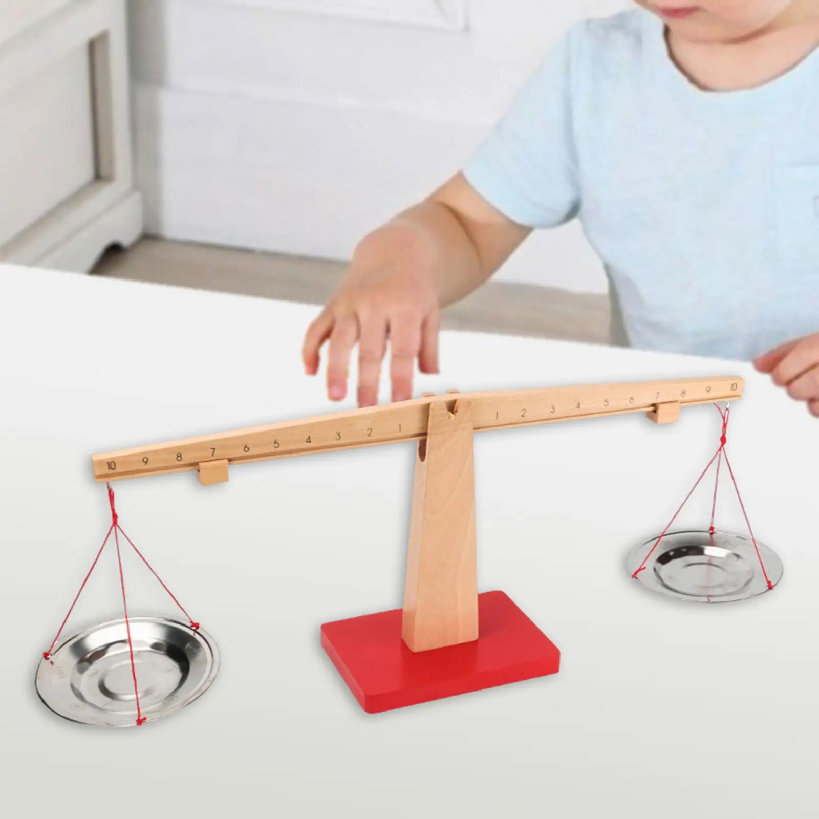 Math Game Counting Toy Wood Learning Toy,Smooth Surface,Portable,Math Balance Calculation Stand Multifunction Montessori Toy