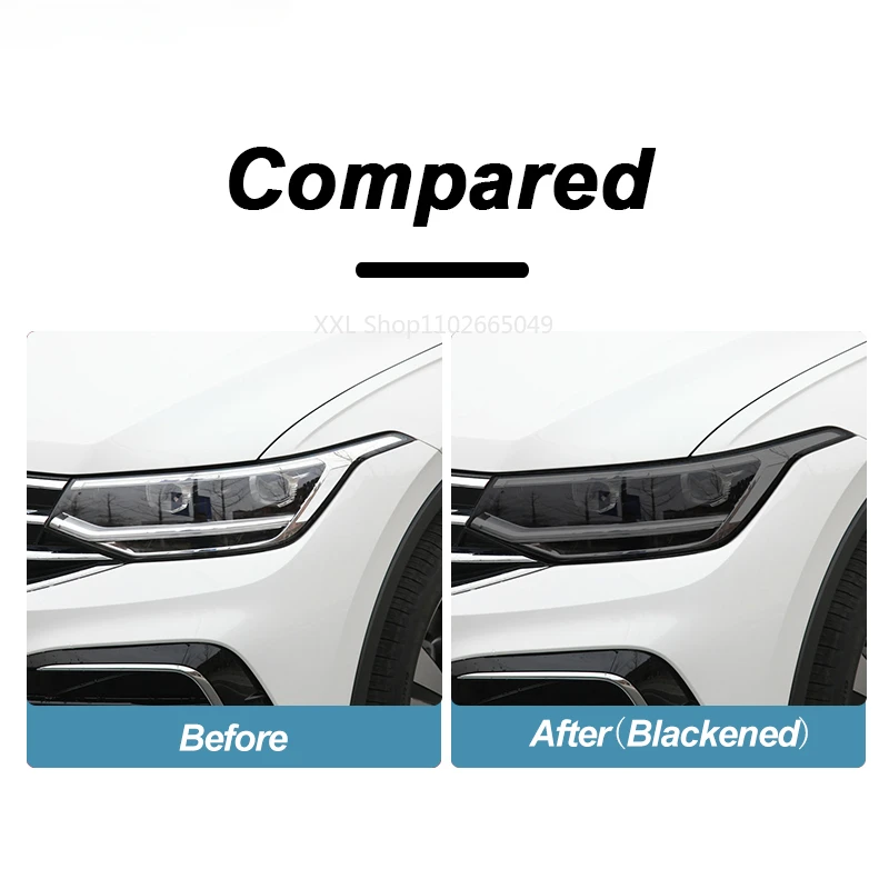 Car Headlight Front Lamp Protective Film Restoration Transparent Black TPU Sticker For Volkswagen VW Tiguan Facelift 2020 2021