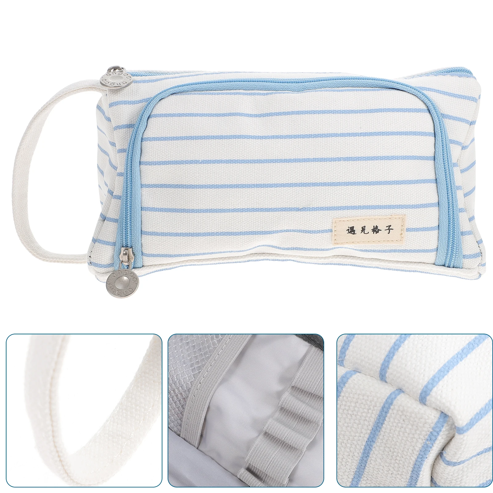 Large Capacity Pencil Case Bag Canvas Pouch Portable Handheld Student Stationery