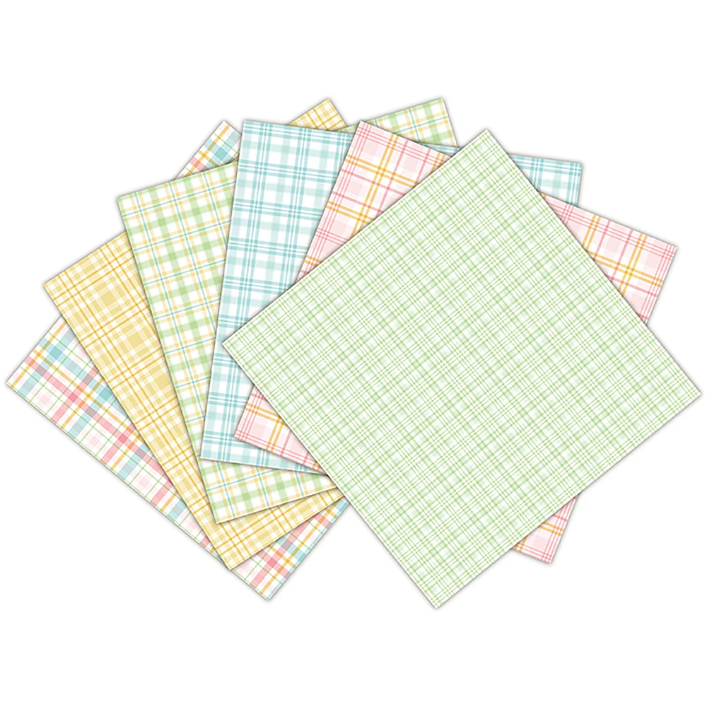 12 Pieces Of Background Paper With Colorful Checkered Patterns 6-inch Decorative Paper