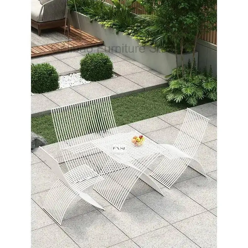 

Iron Simple Outdoor Nordic Folding Table Modern and Chair Combination Open-air Leisure Fashion Chair Outdoor Furniture Set