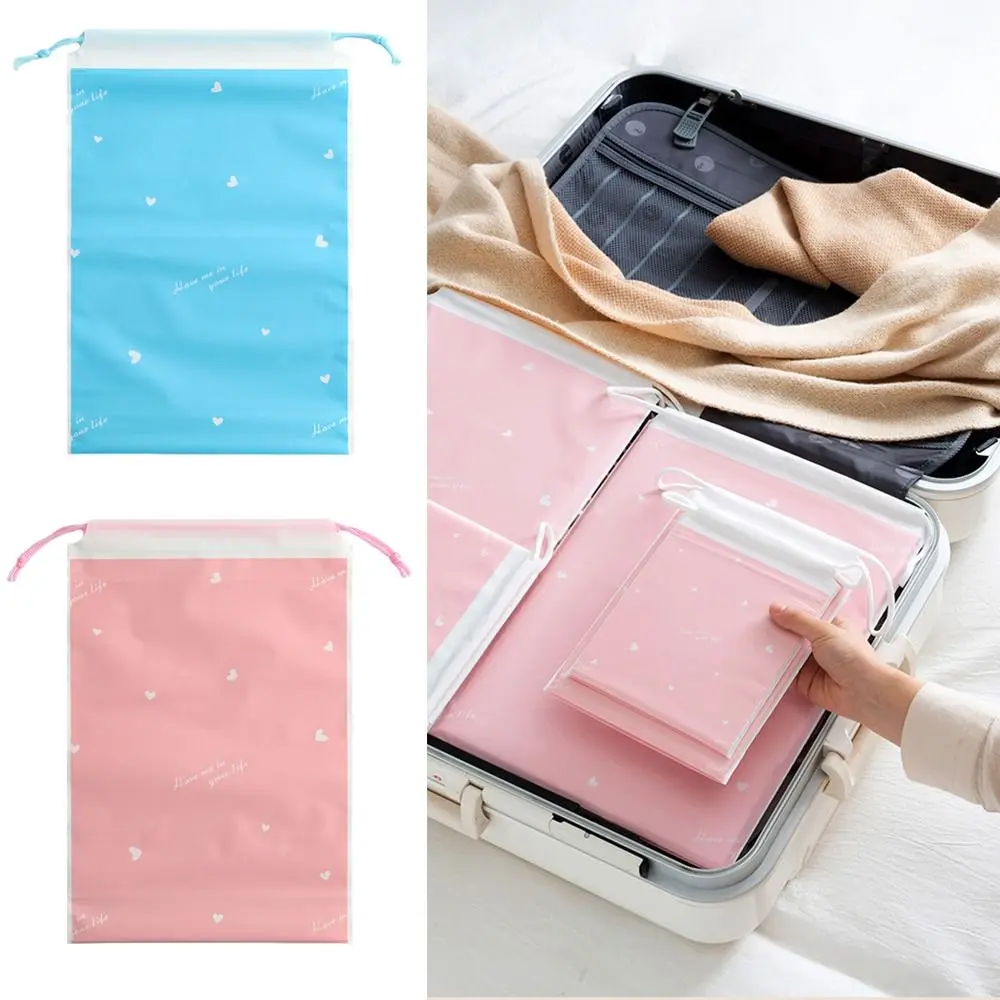 Blue Pink Storage Bag Dustproof Heart Pattern Luggage Sorting Bag Waterproof Thickening Travel Shoe Bag