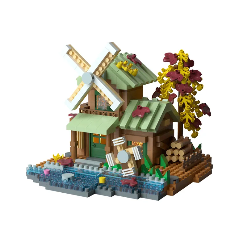 2026 Creative Building Blocks,Windmill Tree House,Forest Wooden House Assemble Construction Toys for Gifts,Puzzle Toy,Home Decor