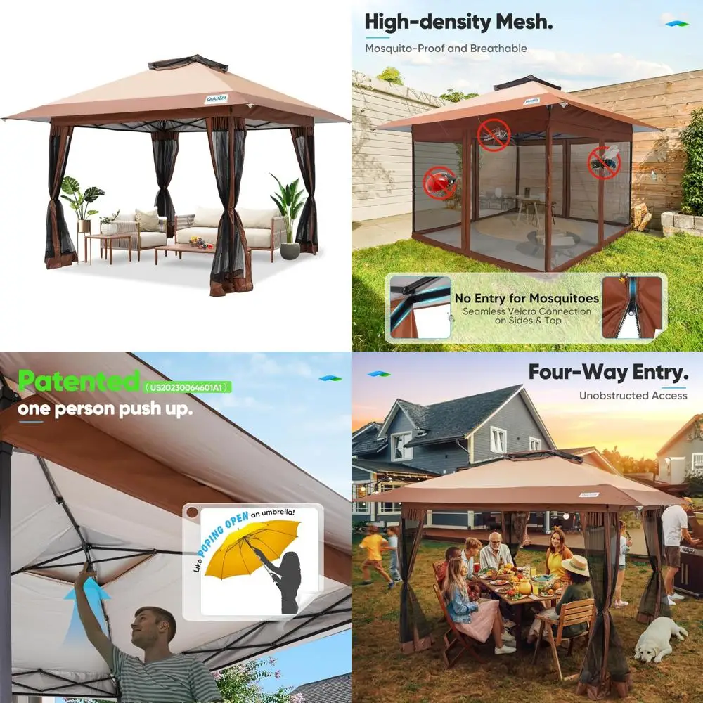 

Portable Instant Folding Shelter, 13x13 Feet Outdoor Canopy Tent with Extra Large Canopy, Easy One Person Setup