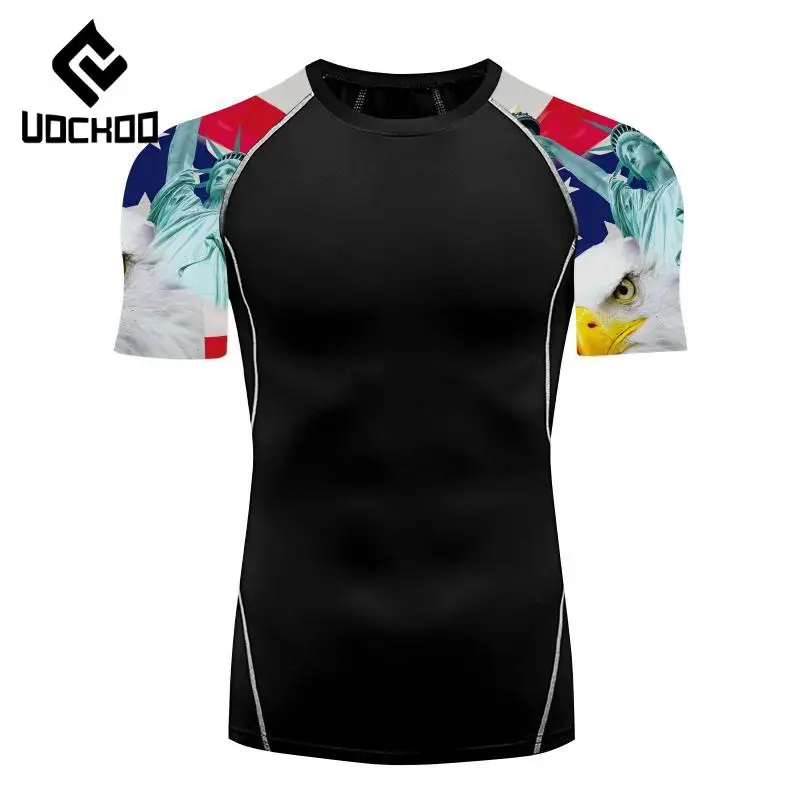 Eagle Print T-Shirts for Men Animal Cosplay Costume Compression Tee Breathable Quick Dry Workout Tops Fitness Male Clothes