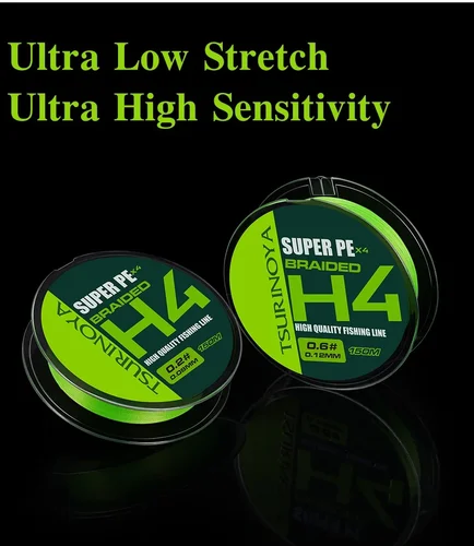 TSURINOYA-sedal de pesca de PE, 4 tejidos, H4, 4-8lb, 150m, juego ligero de trucha, fundición larga, línea multifilamento suave trenzada de 4 hebras