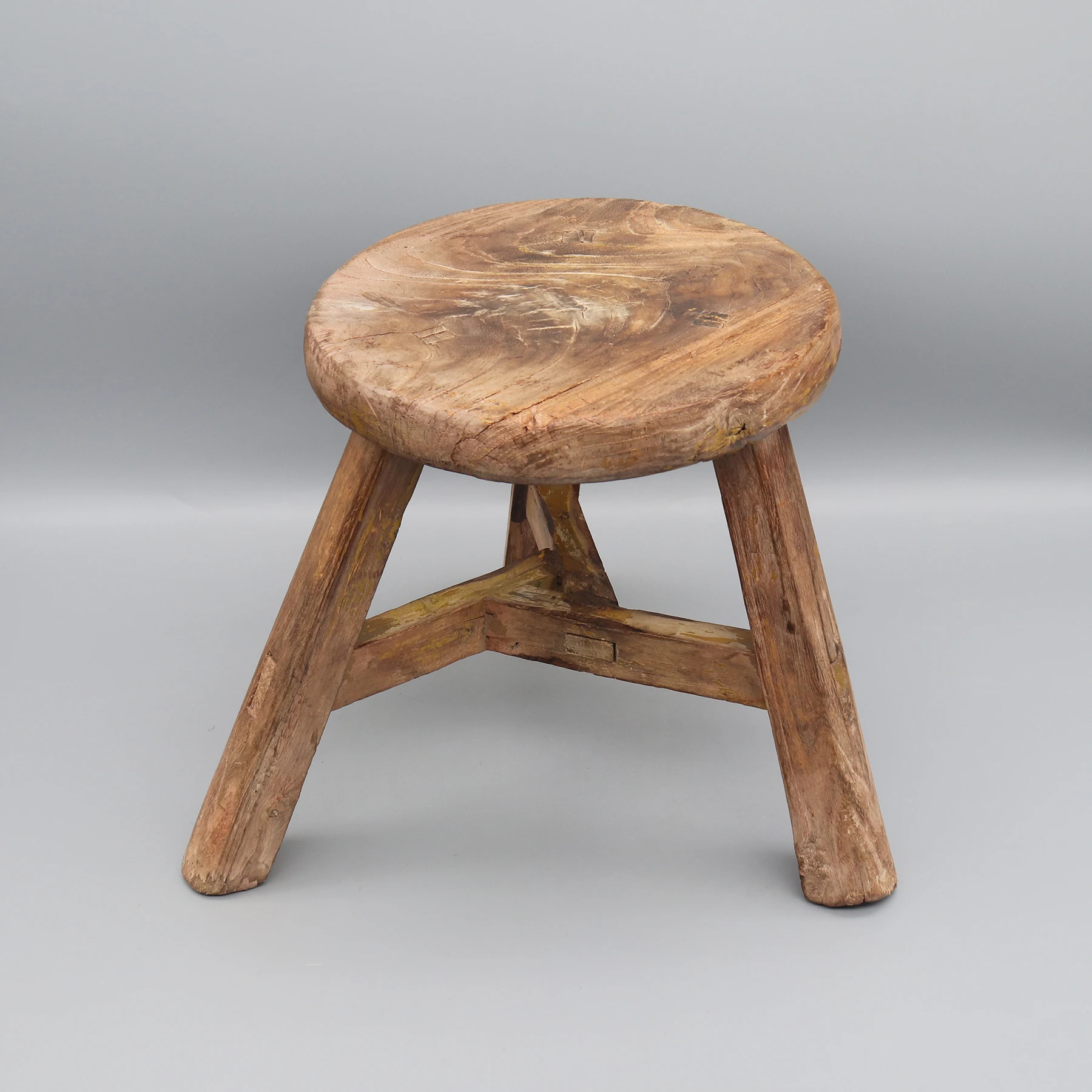 Antique stool from northern china, solid elm wood, mortise and tenon jointed seater, small side table