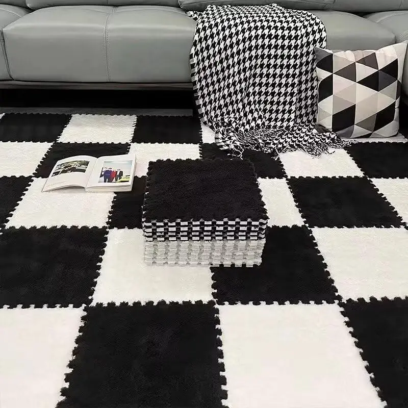 

Plush Puzzle Foam Floor Mat, 11.8x11.8in Soft Anti-Slip Puzzle Area Rug Playmat for Room