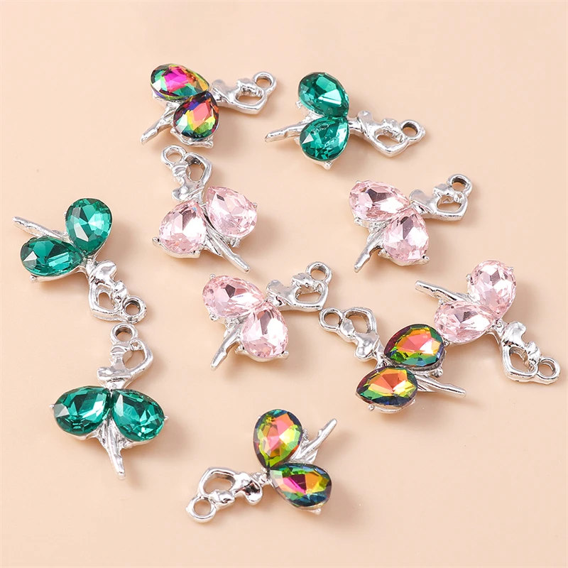 

20pcs 14x22mm Cute Crystal Alloy Dance Ballet Girl Charms Pendants for Jewelry Making Earrings Necklaces Bracelet DIY Craft Gift
