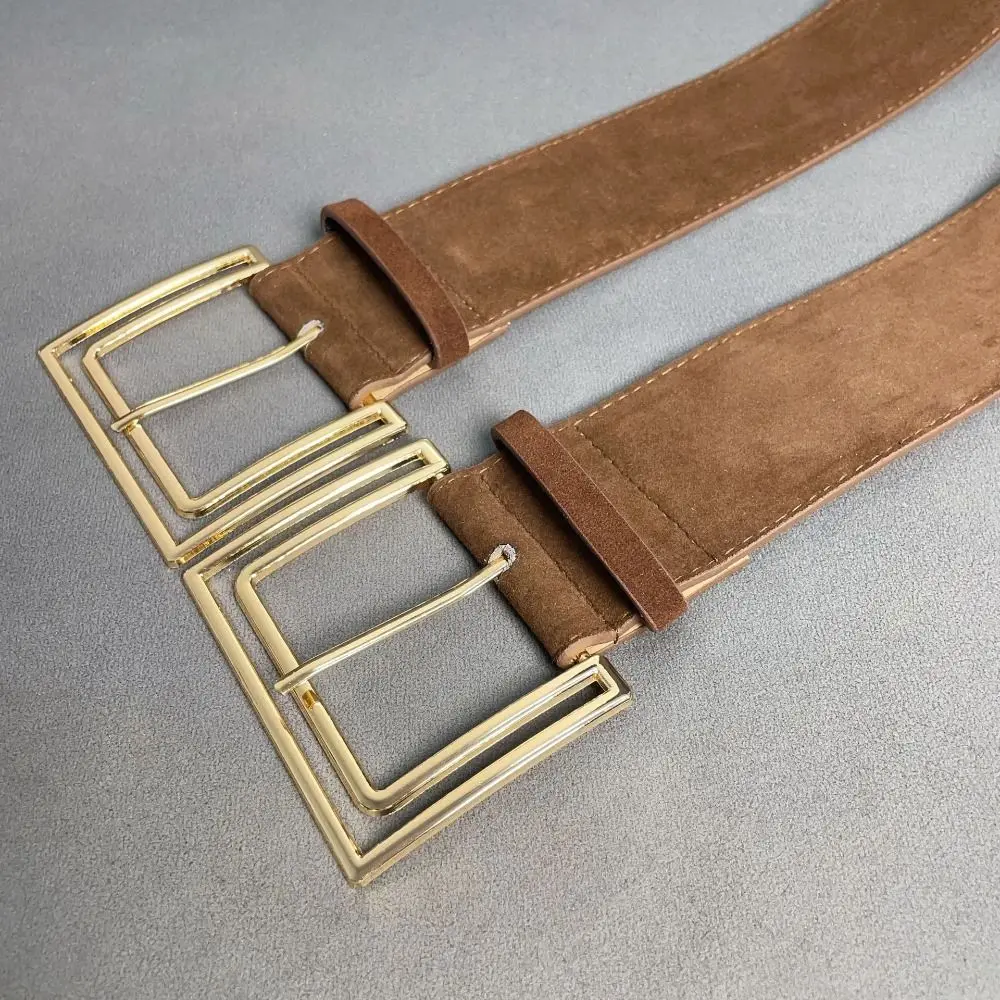 العصرية دبوس مشبك حزام جلد الغزال تصميم فاخر تنوعا المرأة حزام خصر واسعة حزام معطف تنورة الديكور