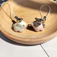 Resin Flocking Cute Mini Pig Keychains For Friend Gift Fluffy Lovely Boar Animal Pet Pendant Bag Earphone Case Phone Lanyard