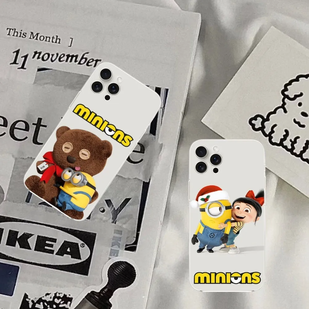 BEAST KINGDOM Cute M-Minions Phone Case For iPhone Mini Plus 11 13 12 14 15 16 Pro XS Max Transparent Shell