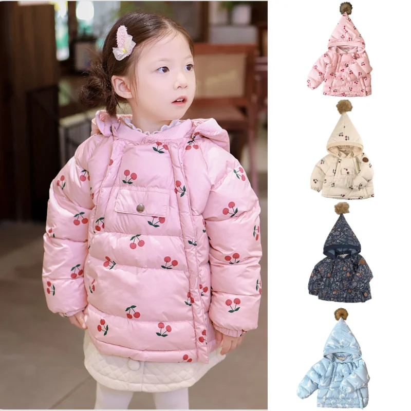 

Детский пуховик 2025 года, зимнее новое поступление, модное ветрозащитное теплое хлопковое пальто с принтом для девочек, куртка на белом утином пуху для мальчиков