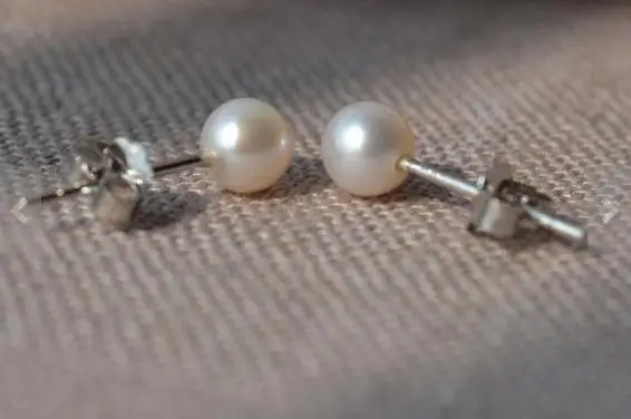 Round pearl stud earrings, 5 - 6mm ivory Freshwater Pearl Stud Earrings, small pearl earring stud