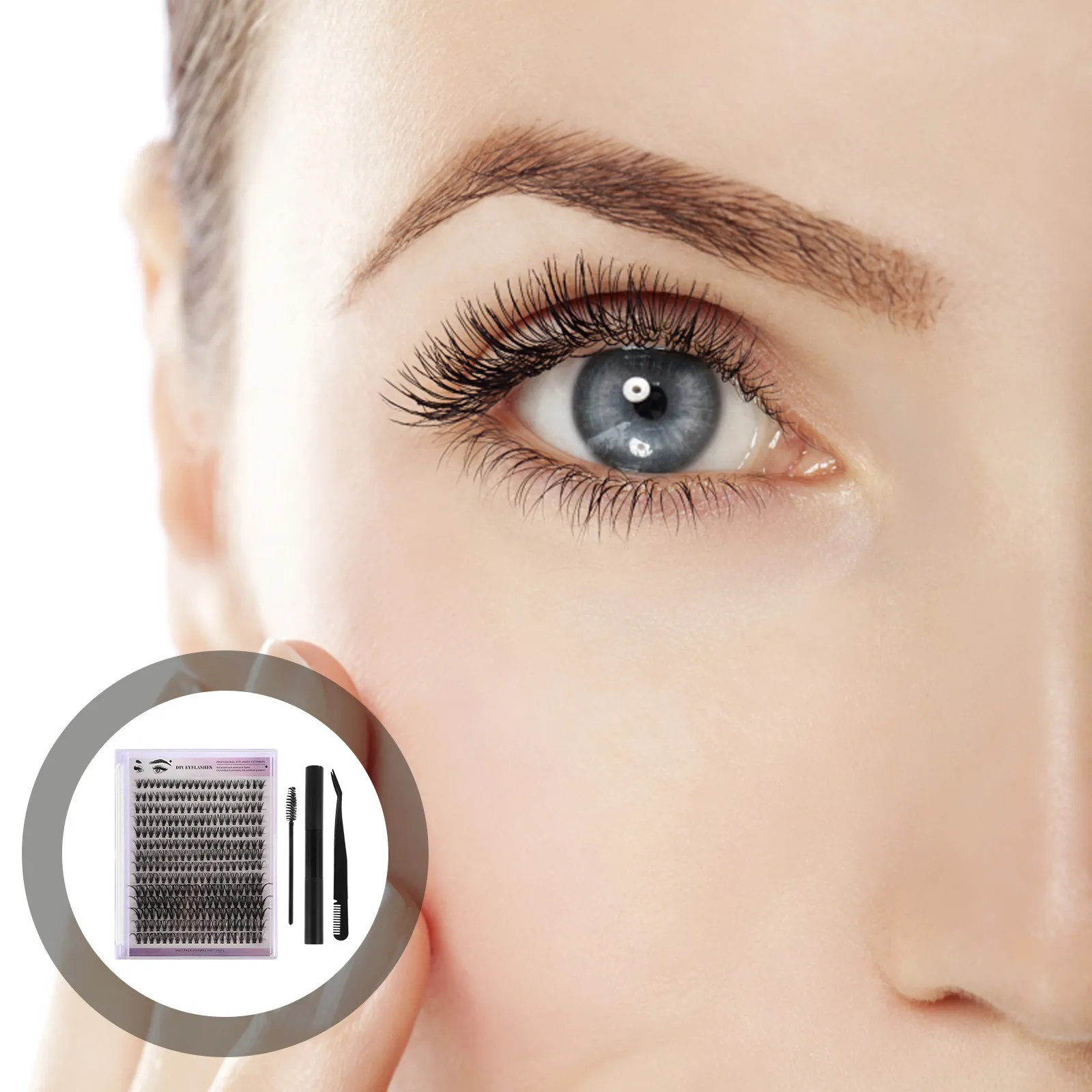 

Набор для самостоятельного наращивания ресниц: 1 комплект, индивидуальные пучковые ресницы, синтетические, с пинцетом, клеем и средством для снятия, черный