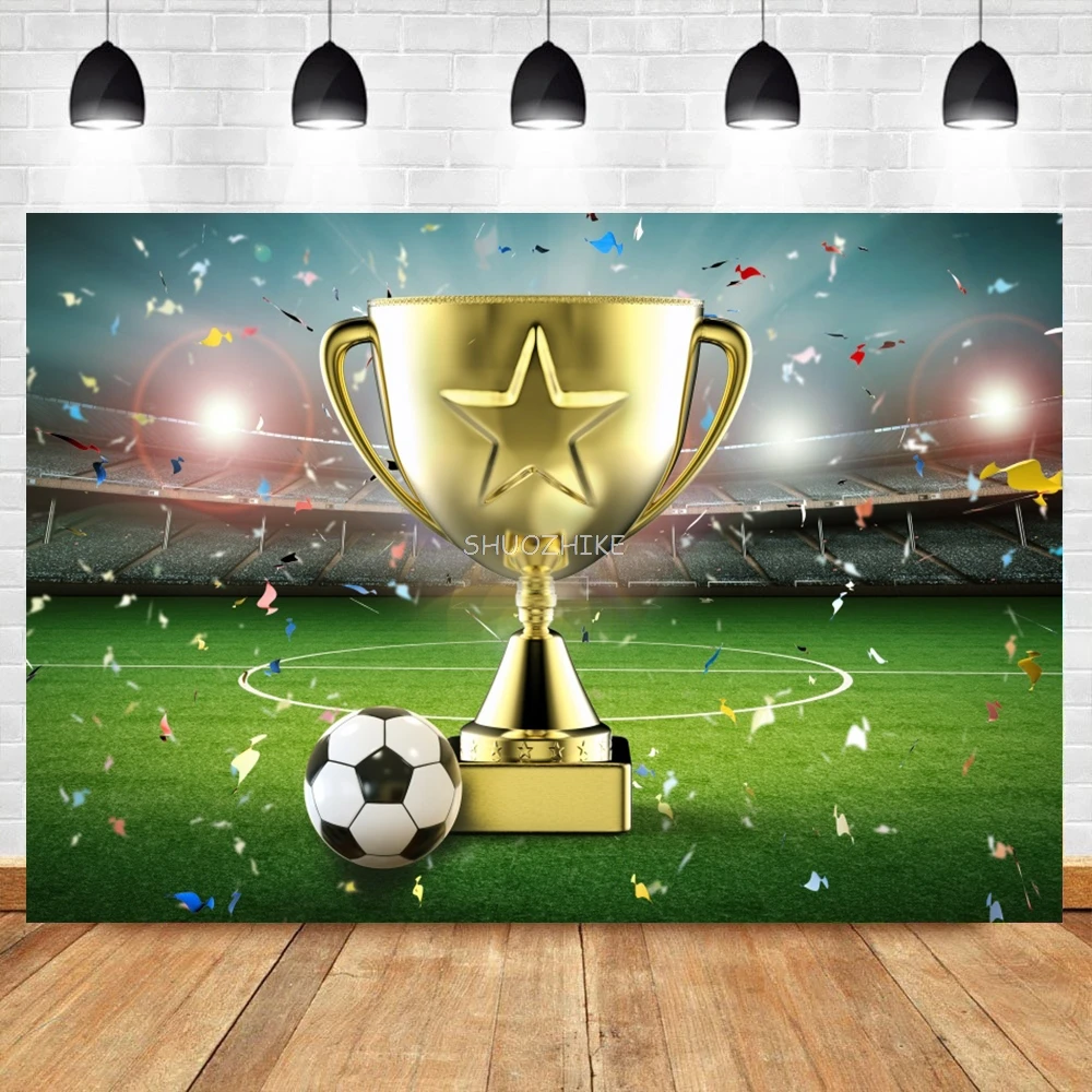 Soccer Field Photography Background Boy Football Communion Birthday Party Grassland Stadium Poster Baby Portrait Photo Backdrop