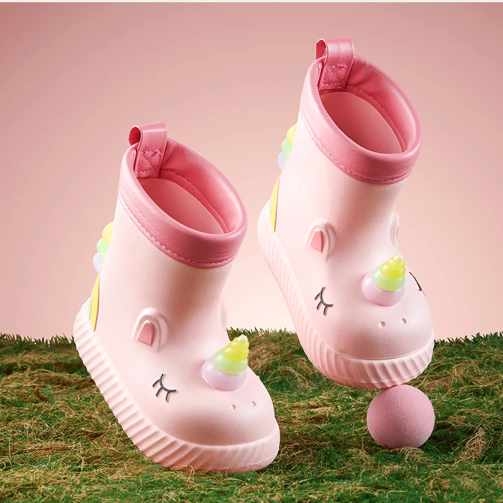 

Cartoon Unicorn Girls' Rain Boots Rain Boots Boys' Waterproof Footwear, Student for Snowmelt Season Stream Trekking EVA