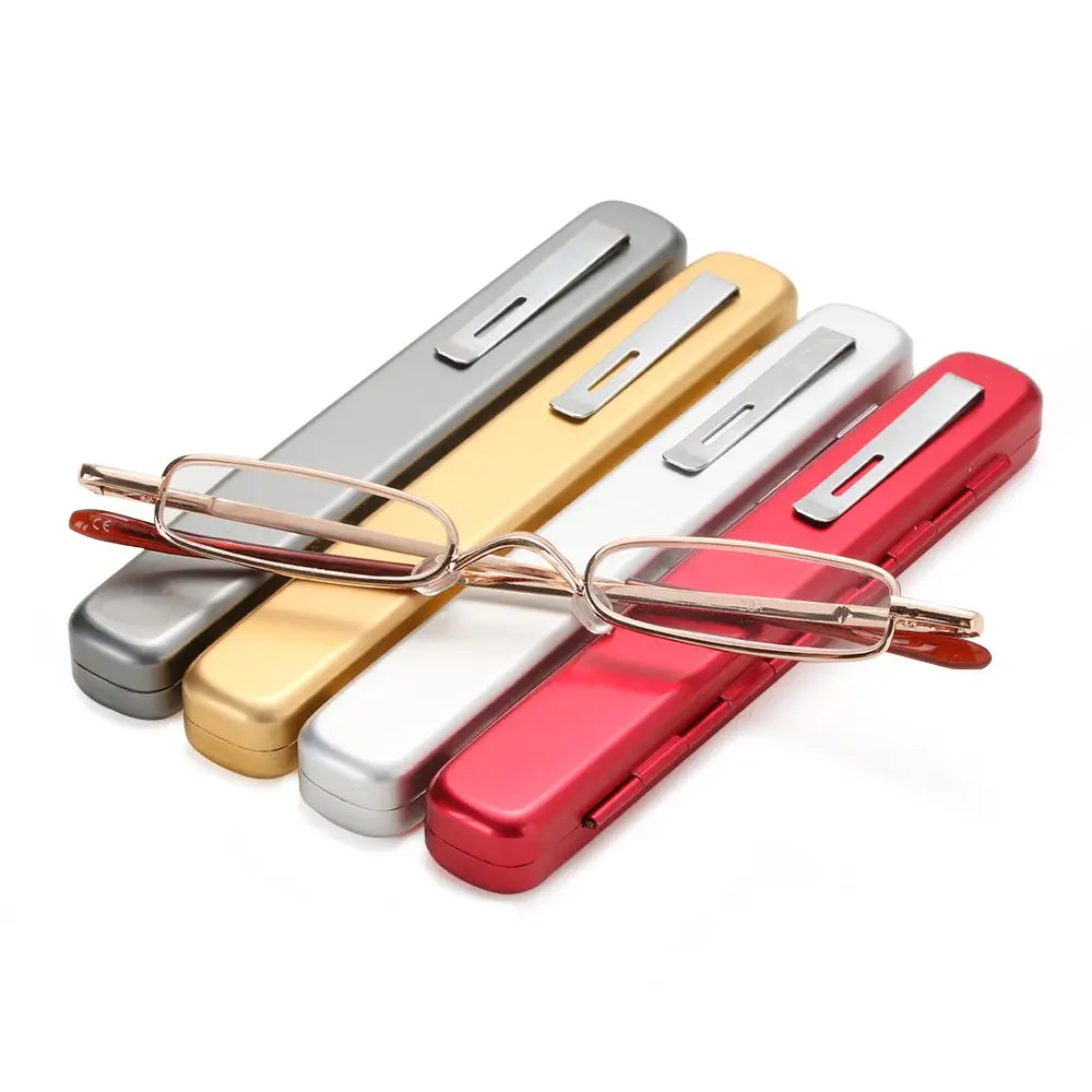 1 pc Portable Reading Glasses Slim Small Eyewear Metal Frame Resin Lens Eyewear Vision Care Eyewear Unisex Reading Glasses