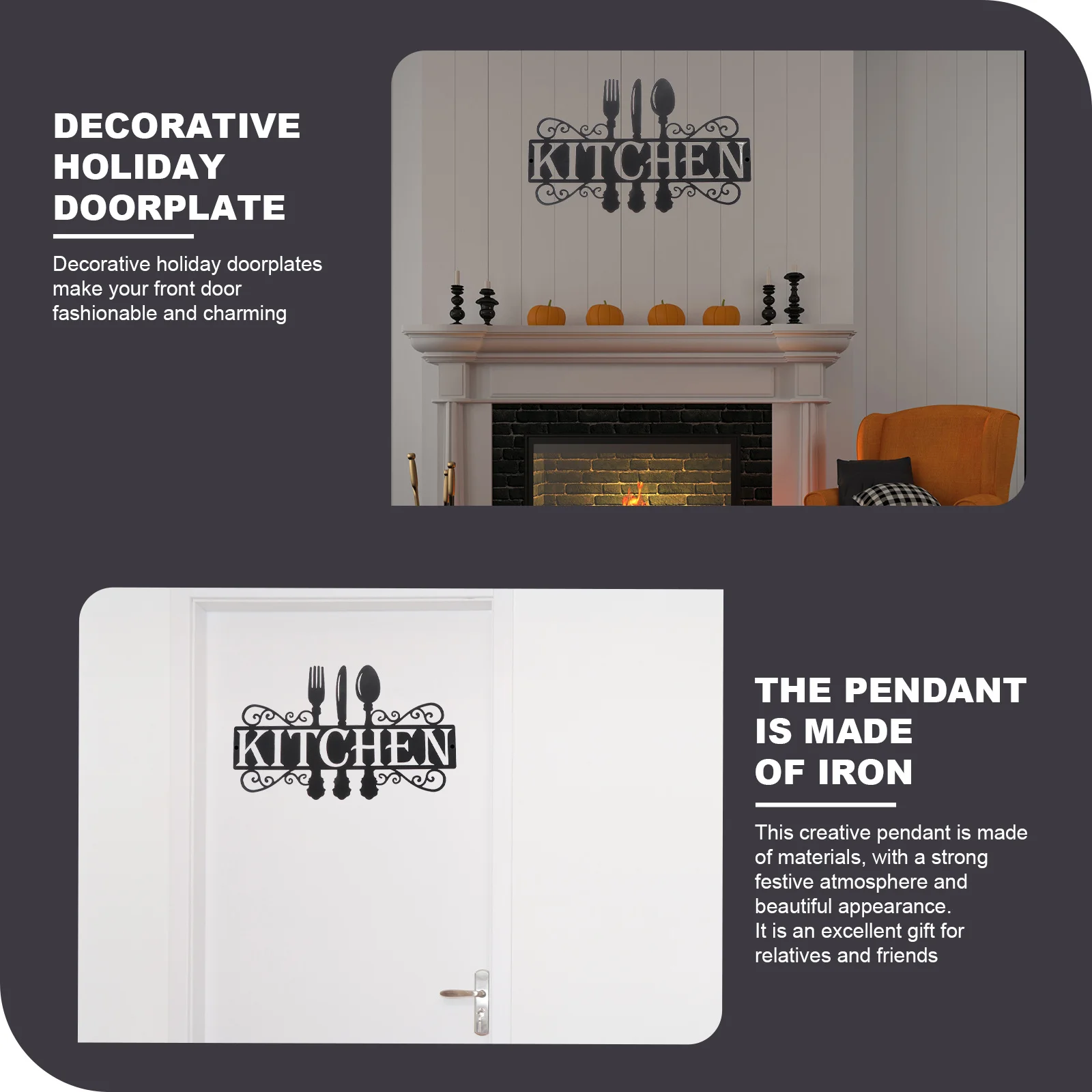 

1Set Restaurant Wall Iron Pendant Creative Wrought Iron Letter Hanging Plaque Decoration Kitchen Wall Sign Retro Style Shop