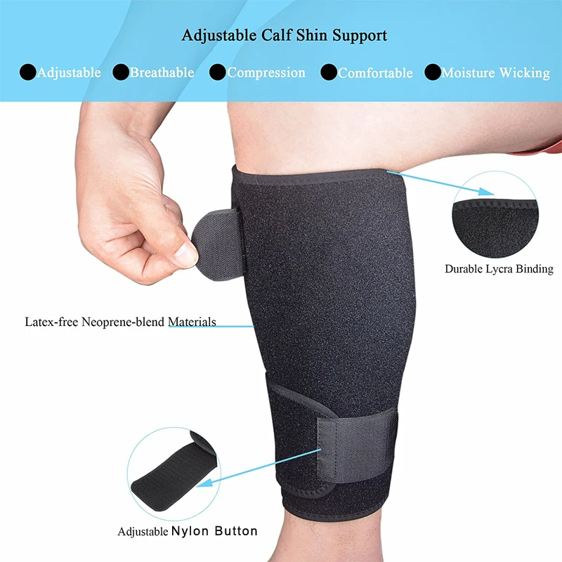 Tcare 1PC Calf Brace Torn Muscle Shin Splint Brace Lower Leg Neoprene Runners Injury Strain Tear Splints Calf Compression Sleeve